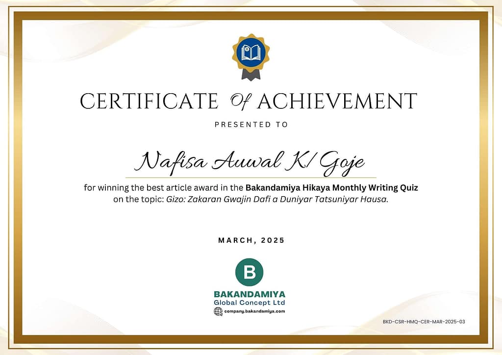 Nafisa Auwal K/Goje Cert - March 2025